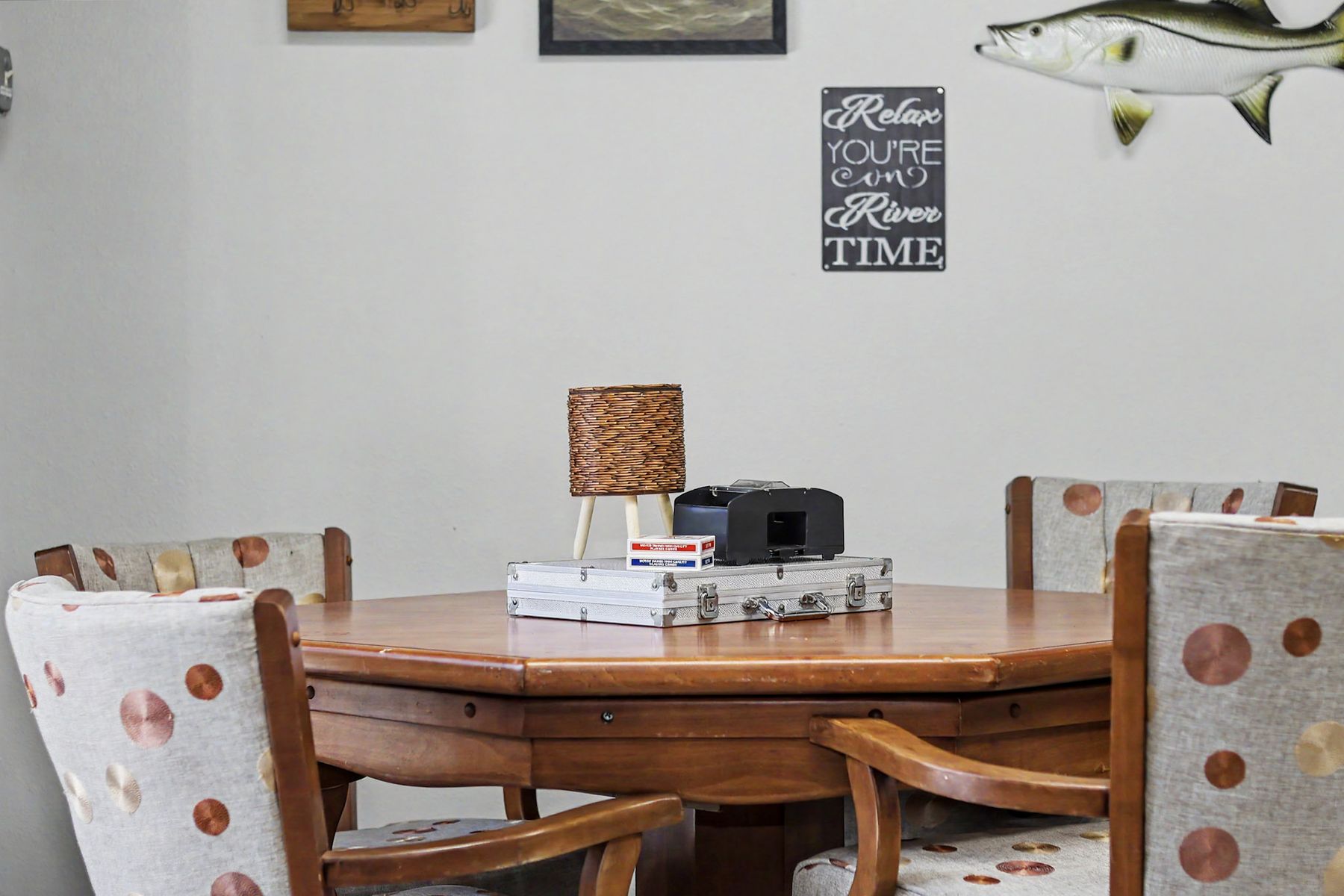 The games table in The Tackle Room at The Rusty Hook Riverhouse, Old Homosassa, Florida