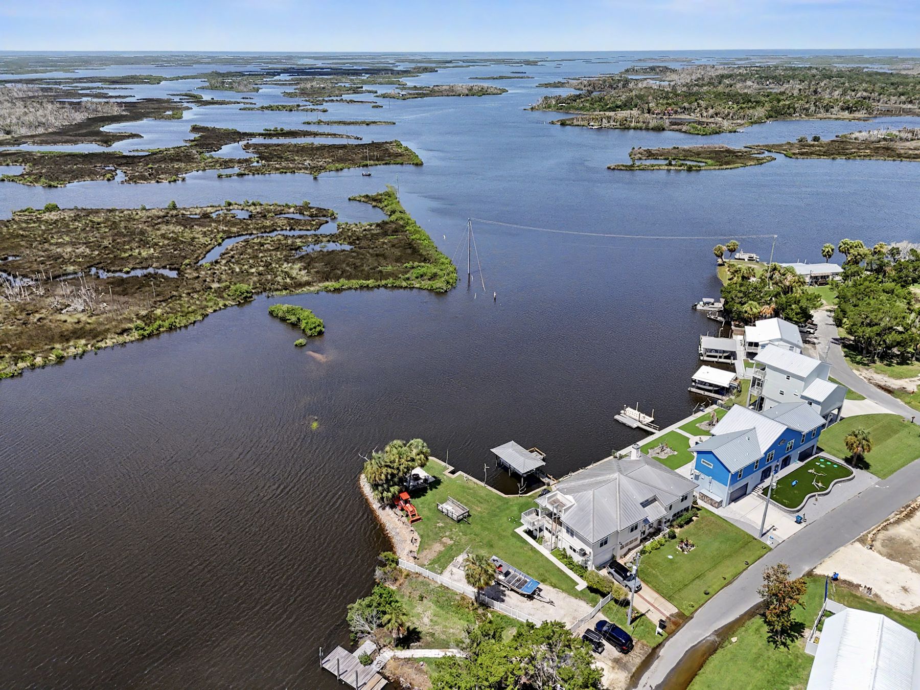 Looking Gulfward over the marsh at The Rusty Hook Riverhouse, Old Homosassa, Florida