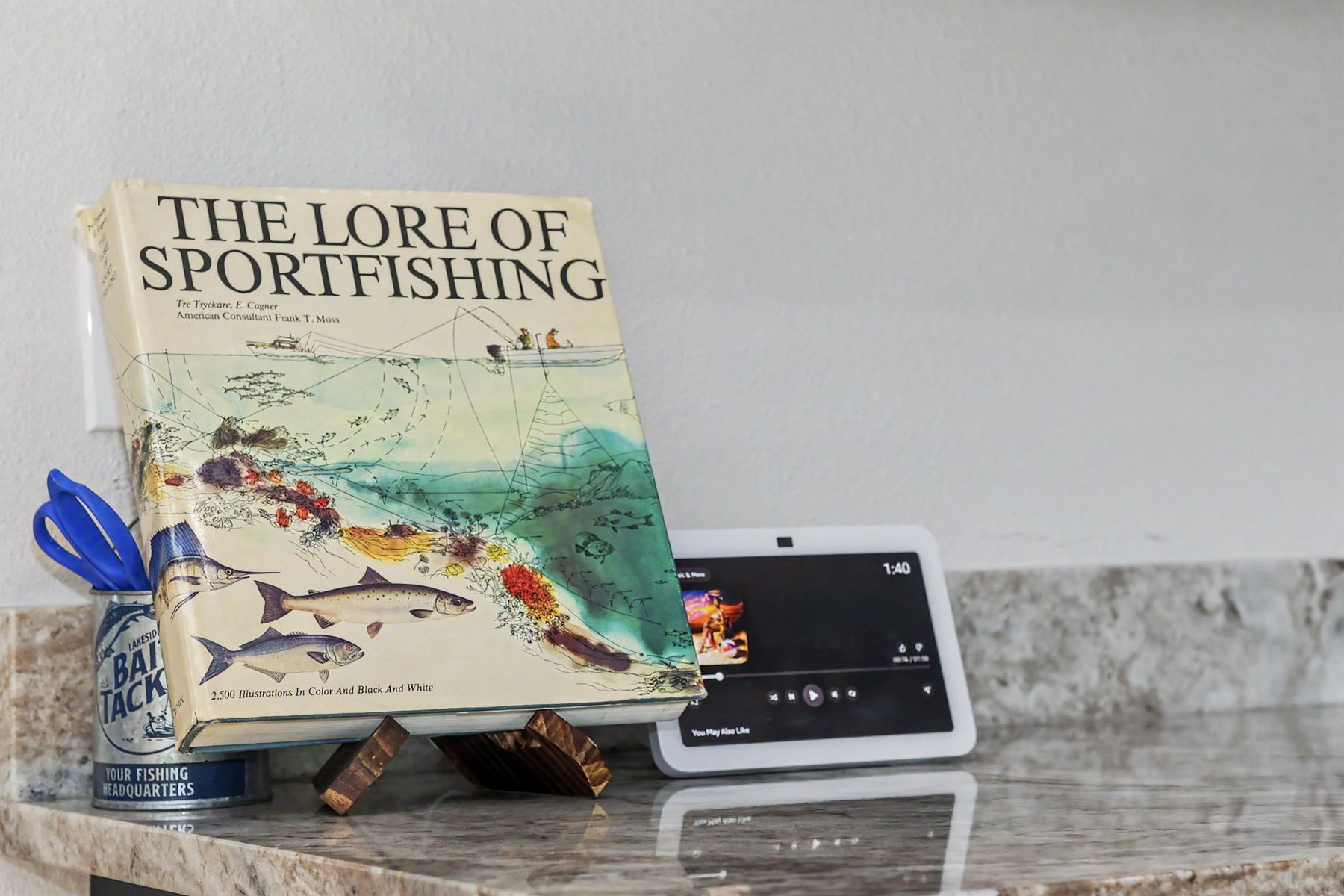 The Lore of Sportfishing, left out on the counter at The Rusty Hook Riverhouse, Old Homosassa, Florida