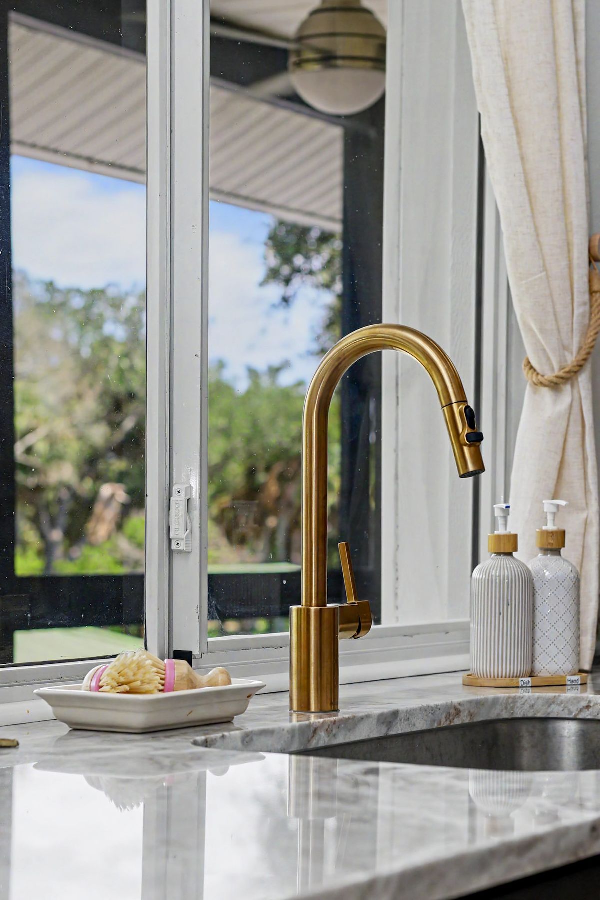 The window over the sink at The Rusty Hook Riverhouse, Old Homosassa, Florida
