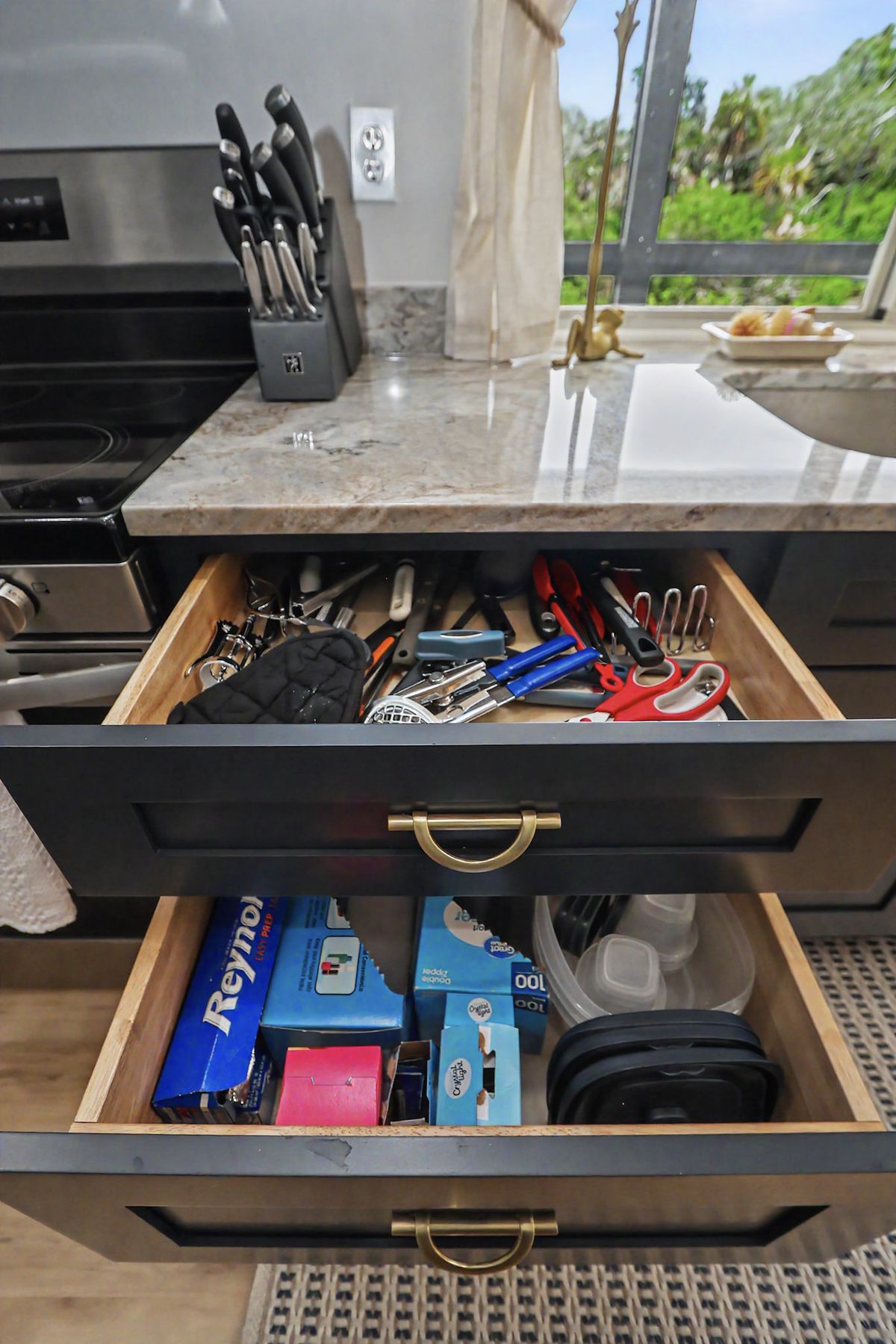 Knives and the utensil drawer at The Rusty Hook Riverhouse, Old Homosassa, Florida